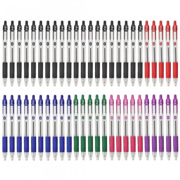  Z-Grip Ballpoint Assorted Ink 50 Pack 20 Blk, 10 Blu, 5 Red, 5 Grn, 5 Pnk,...