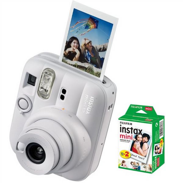 Fuji Instax Mini 13 Clay White and 20 Shot Film Bundle